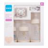 MAM Welcome To The World Set 0m+ Beige Σετ δώρου Μπιμπερό Anti-Colic 160 ml 2 τμχ. + μπιμπερό Anti-Colic 260 ml 1 τμχ. + πιπίλα Start 1 τμχ. + κορδέλα για πιπίλα 1 τμχ.