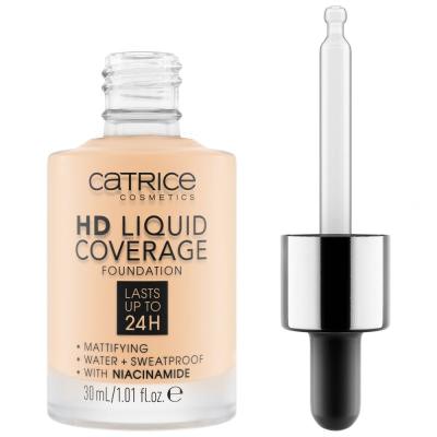 Catrice HD Liquid Coverage 24H Make up για γυναίκες 30 ml Απόχρωση 002 Porcelain Beige