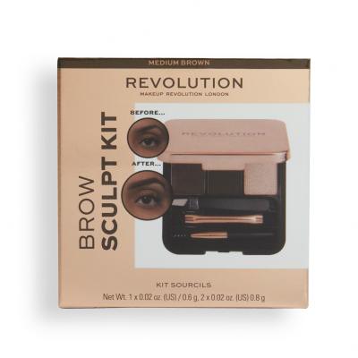 Makeup Revolution London Brow Sculpt Kit Προϊόντα για τη διαμόρφωση φρυδιών για γυναίκες 2,2 gr Απόχρωση Brown