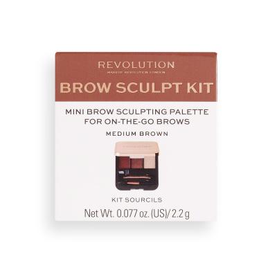 Makeup Revolution London Brow Sculpt Kit Προϊόντα για τη διαμόρφωση φρυδιών για γυναίκες 2,2 gr Απόχρωση Medium Brown