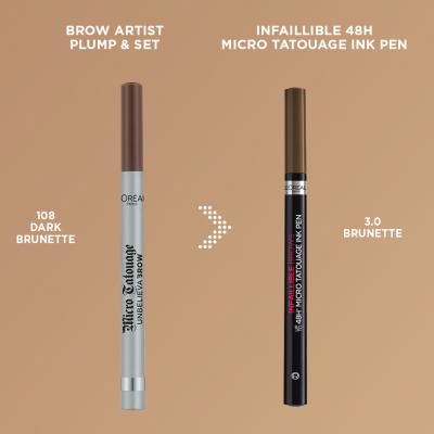 L&#039;Oréal Paris Infaillible Brows 48H Micro Tatouage Ink Pen Μολύβι για τα φρύδια για γυναίκες 1 gr Απόχρωση 3.0 Brunette