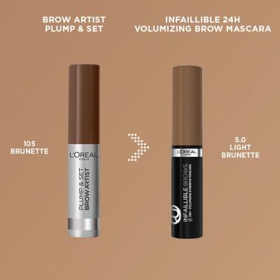 L&#039;Oréal Paris Infaillible Brows Volumizing Eyebrow Mascara Μάσκαρα φρυδιών για γυναίκες 4,4 ml Απόχρωση 5.0 Light Brunette