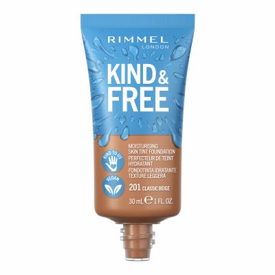 Rimmel London Kind &amp; Free Skin Tint Foundation Make up για γυναίκες 30 ml Απόχρωση 201 Classic Beige