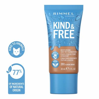 Rimmel London Kind &amp; Free Skin Tint Foundation Make up για γυναίκες 30 ml Απόχρωση 201 Classic Beige