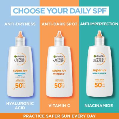 Garnier Ambre Solaire Super UV Hyaluronic Acid SPF50+ Αντιηλιακό προϊόν προσώπου 40 ml