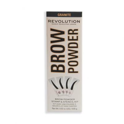 Makeup Revolution London Brow Powder Stamp &amp; Stencil Πούδρα φρυδιών για γυναίκες 0,65 gr Απόχρωση Granite