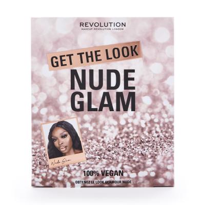 Makeup Revolution London Get The Look Nude Glam Σετ δώρου Παλέτα σκιές ματιών Reloaded Palette 16,5 g + μολύβι ματιών Khol Eyeliner 1,15 g Black + κραγιόν Satin Kiss Lipstick 3,5 g Chauffeur + μολύβι για το περίγραμμα των χειλιών Satin Kiss Lip Liner 1,15 g Chauffeur + μάσκαρα Mascara 8 g Black + ψε