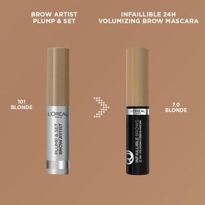 L&#039;Oréal Paris Infaillible Brows Volumizing Eyebrow Mascara Μάσκαρα φρυδιών για γυναίκες 4,4 ml Απόχρωση 7.0 Blonde