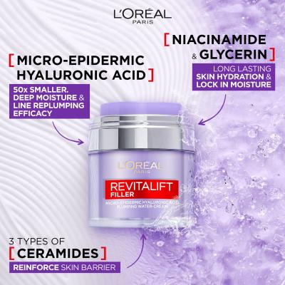 L&#039;Oréal Paris Revitalift Filler HA Plumping Water-Cream Κρέμα προσώπου ημέρας για γυναίκες 50 ml