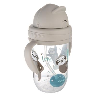 Canpol babies Exotic Animals Non-Spill Expert Cup With Weighted Straw Grey Ποτήρι για παιδιά 270 ml