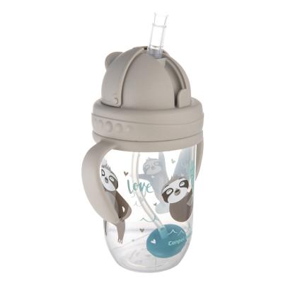 Canpol babies Exotic Animals Non-Spill Expert Cup With Weighted Straw Grey Ποτήρι για παιδιά 270 ml