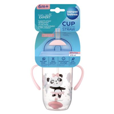 Canpol babies Exotic Animals Non-Spill Expert Cup With Weighted Straw Pink Ποτήρι για παιδιά 270 ml