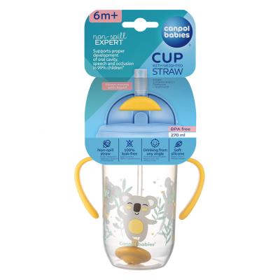 Canpol babies Exotic Animals Non-Spill Expert Cup With Weighted Straw Yellow Ποτήρι για παιδιά 270 ml