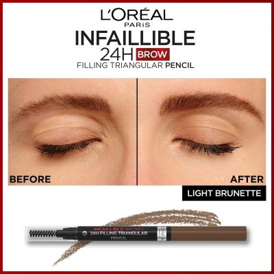 L&#039;Oréal Paris Infaillible Brows 24H Filling Triangular Pencil Μολύβι για τα φρύδια για γυναίκες 1 ml Απόχρωση 05 Brunette