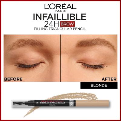 L&#039;Oréal Paris Infaillible Brows 24H Filling Triangular Pencil Μολύβι για τα φρύδια για γυναίκες 1 ml Απόχρωση 07 Blonde