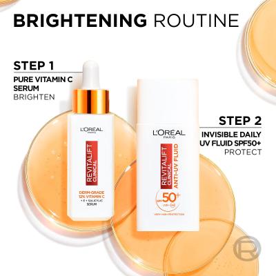 L&#039;Oréal Paris Revitalift Clinical Pure 12% Vitamin C Σετ δώρου ορός Revitalift Clinical Vitamin C Serum 30 ml + Κρέμα προσώπου ημέρας Revitalift Clinical Vitamin C Anti-UV Fluid SPF50 50 ml