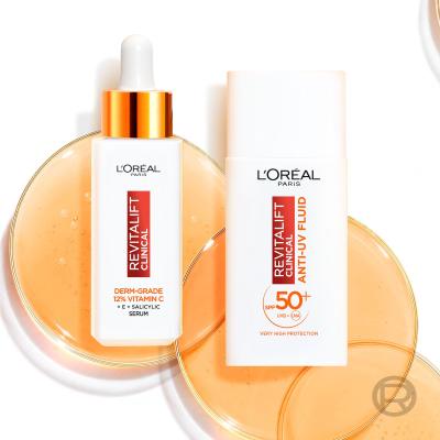 L&#039;Oréal Paris Revitalift Clinical Pure 12% Vitamin C Σετ δώρου ορός Revitalift Clinical Vitamin C Serum 30 ml + Κρέμα προσώπου ημέρας Revitalift Clinical Vitamin C Anti-UV Fluid SPF50 50 ml