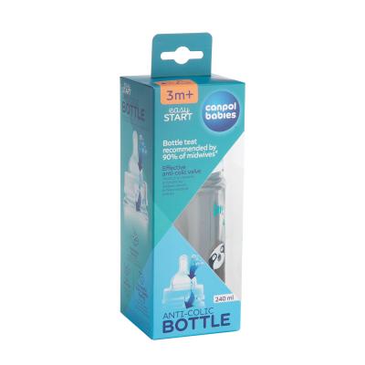 Canpol babies Exotic Animals Easy Start Anti-Colic Bottle Blue 3m+ Μπιμπερό για παιδιά 240 ml