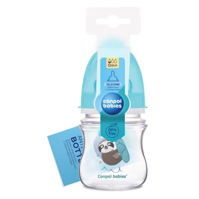 Canpol babies Exotic Animals Easy Start Anti-Colic Bottle Blue 0m+ Μπιμπερό για παιδιά 120 ml