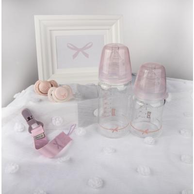 LOVI Baby Shower Glass Bottle Pink 3m+ Μπιμπερό για παιδιά 250 ml