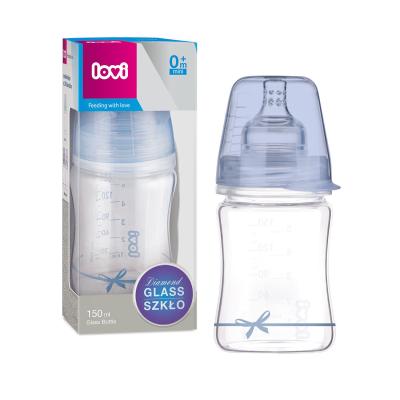 LOVI Baby Shower Glass Bottle Blue 0m+ Μπιμπερό για παιδιά 150 ml