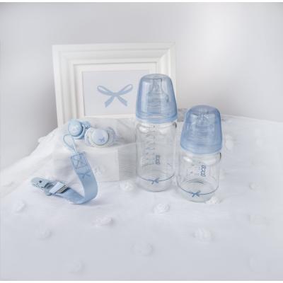 LOVI Baby Shower Glass Bottle Blue 3m+ Μπιμπερό για παιδιά 250 ml