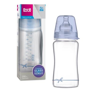 LOVI Baby Shower Glass Bottle Blue 3m+ Μπιμπερό για παιδιά 250 ml