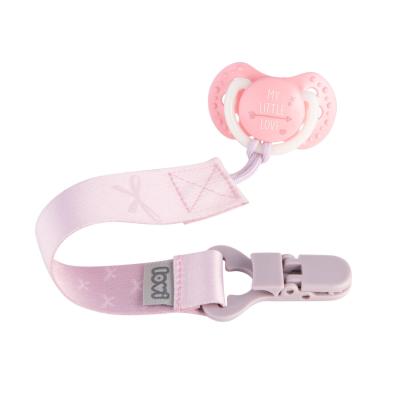 LOVI Baby Shower Soother Clip With Ribbon Girl Κλιπ πιπίλας για παιδιά 1 τεμ