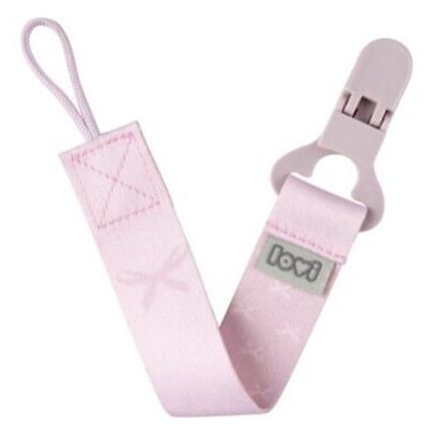 LOVI Baby Shower Soother Clip With Ribbon Girl Κλιπ πιπίλας για παιδιά 1 τεμ