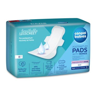 Canpol babies Breathable &amp; Discreet Night Postpartum Pads With Wings Σερβιέτες για εγκυμονούσες για γυναίκες 8 τεμ