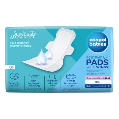 Canpol babies Breathable &amp; Discreet Night Postpartum Pads With Wings Σερβιέτες για εγκυμονούσες για γυναίκες 8 τεμ