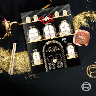 L&#039;Oréal Paris Maison Advent Calendar Σετ δώρου μάσκαρα 1 τμχ + μολύβι χειλιών 2 τμχ  + ρουζ 1 τμχ  + bronzer 1 τμχ  + κραγιόν 3 τμχ  + eyeliner 2 τμχ  + μάσκα ματιών 1 τμχ  + κρέμα ματιών 1 τμχ