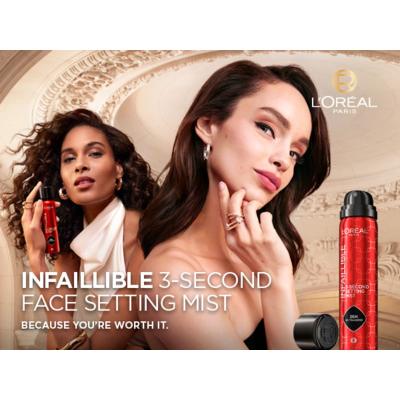 L&#039;Oréal Paris Infaillible 3-Second Setting Mist Σπρέι σταθεροποίησης μαγικιάζ για γυναίκες 75 ml