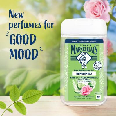 Le Petit Marseillais Extra Gentle Shower Gel Bio Rose &amp; Bio Cucumber Αφρόλουτρο 250 ml