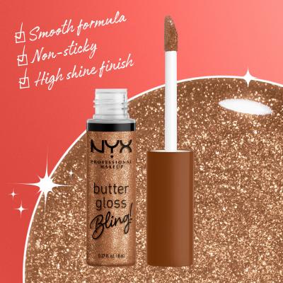 NYX Professional Makeup Butter Gloss Bling Lip Gloss για γυναίκες 8 ml Απόχρωση 04 Pay Me In Gold