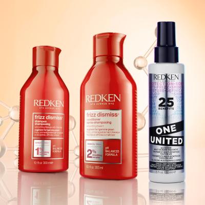 Redken Frizz Dismiss Dream Big Σετ δώρου σαμπουάν Frizz Dismiss 300 ml + μαλακτικό Frizz Dismiss 300 ml + φροντίδα μαλλιών One United All-in-One Multi-Benefit Treatment 150 ml