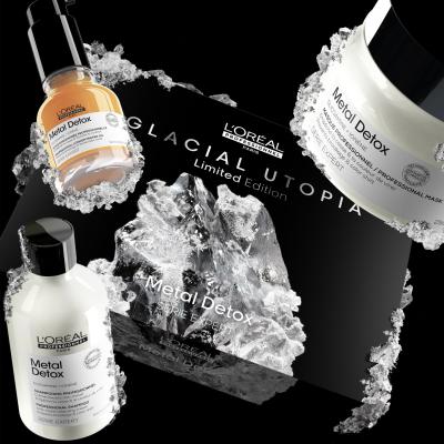 L&#039;Oréal Professionnel Metal Detox Glacial Utopia Limited Edition Σετ δώρου σαμπουάν Metal Detox 300 ml + μάσκα μαλλιών Metal Detox 250 ml + λάδι μαλλιών Metal Detox Professional Concentrated Oil 50 ml