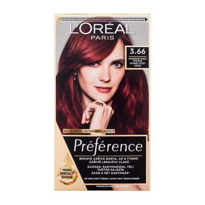 L&#039;Oréal Paris Préférence Βαφή μαλλιών για γυναίκες 60 ml Απόχρωση 3.66/P37 ελλατωματική συσκευασία