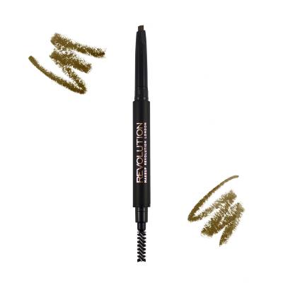 Makeup Revolution London Duo Brow Definer Μολύβι για τα φρύδια για γυναίκες 0,15 gr Απόχρωση Brown