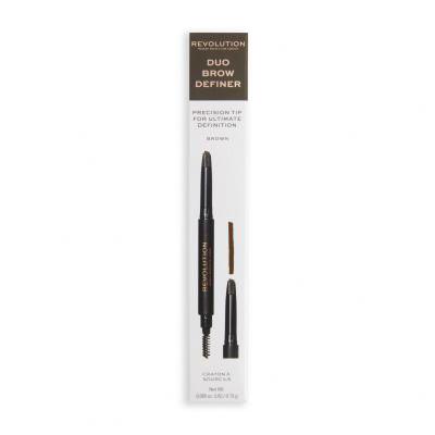 Makeup Revolution London Duo Brow Definer Μολύβι για τα φρύδια για γυναίκες 0,15 gr Απόχρωση Brown