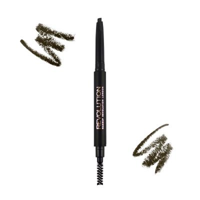 Makeup Revolution London Duo Brow Definer Μολύβι για τα φρύδια για γυναίκες 0,15 gr Απόχρωση Medium Brown