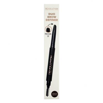 Makeup Revolution London Duo Brow Definer Μολύβι για τα φρύδια για γυναίκες 0,15 gr Απόχρωση Medium Brown