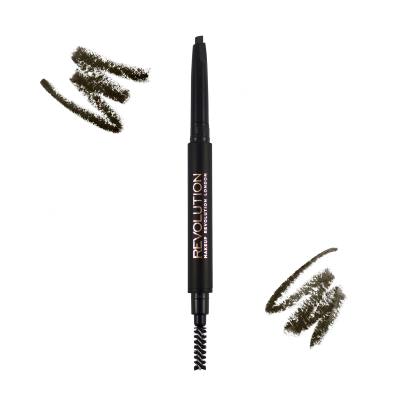 Makeup Revolution London Duo Brow Definer Μολύβι για τα φρύδια για γυναίκες 0,15 gr Απόχρωση Dark Brown