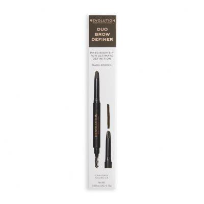 Makeup Revolution London Duo Brow Definer Μολύβι για τα φρύδια για γυναίκες 0,15 gr Απόχρωση Dark Brown