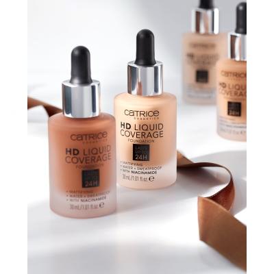 Catrice HD Liquid Coverage 24H Make up για γυναίκες 30 ml Απόχρωση 020 Rose Beige