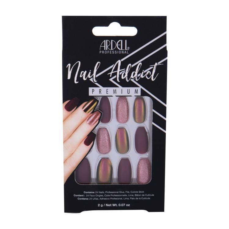 Ardell Nail Addict Premium Τεχνητά νύχια για γυναίκες Απόχρωση Red Cateye Σετ