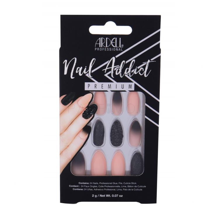 Ardell Nail Addict Premium Τεχνητά νύχια για γυναίκες Απόχρωση Black Stud &amp; Pink Ombre Σετ