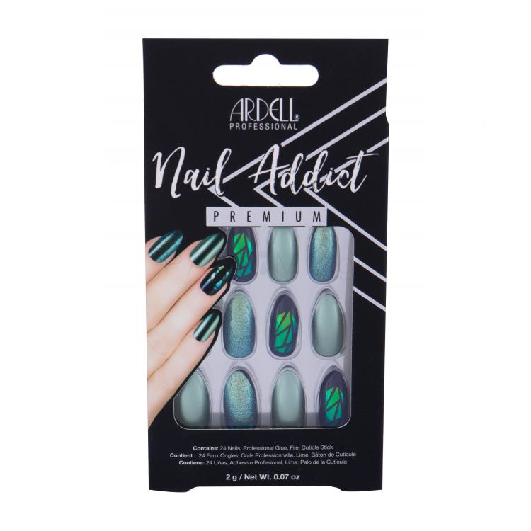 Ardell Nail Addict Premium Τεχνητά νύχια για γυναίκες Απόχρωση Green Glitter Chrome Σετ