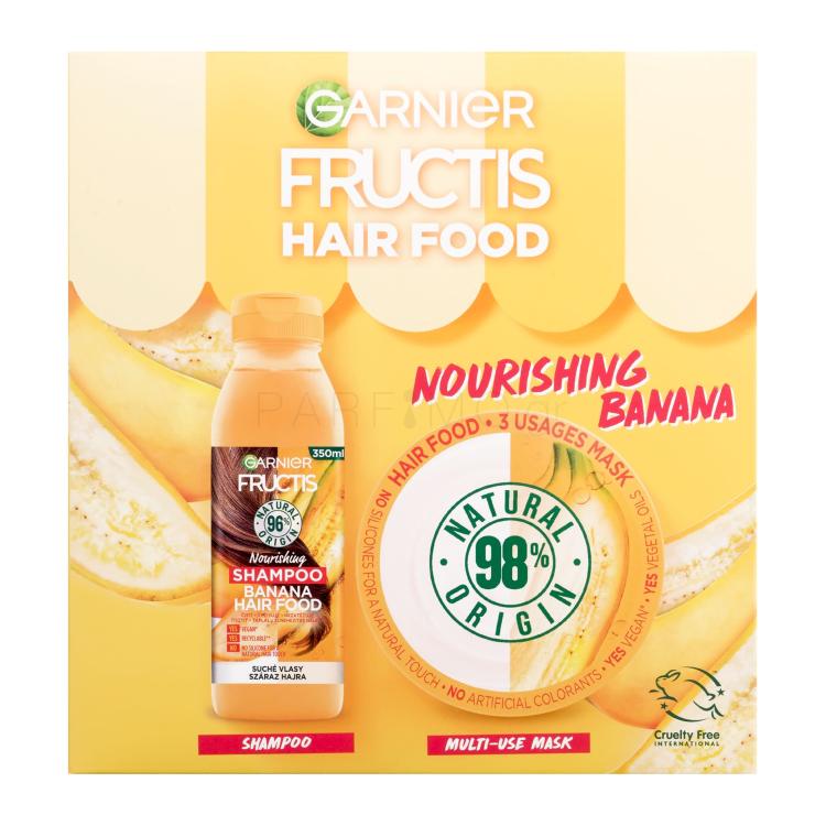 Garnier Fructis Hair Food Banana Σετ δώρου σαμπουάν Fructis Nourishing Banana Hair Food 350 ml + μάσκα μαλλιών Fructis Nourishing Banana Hair Food 390 ml