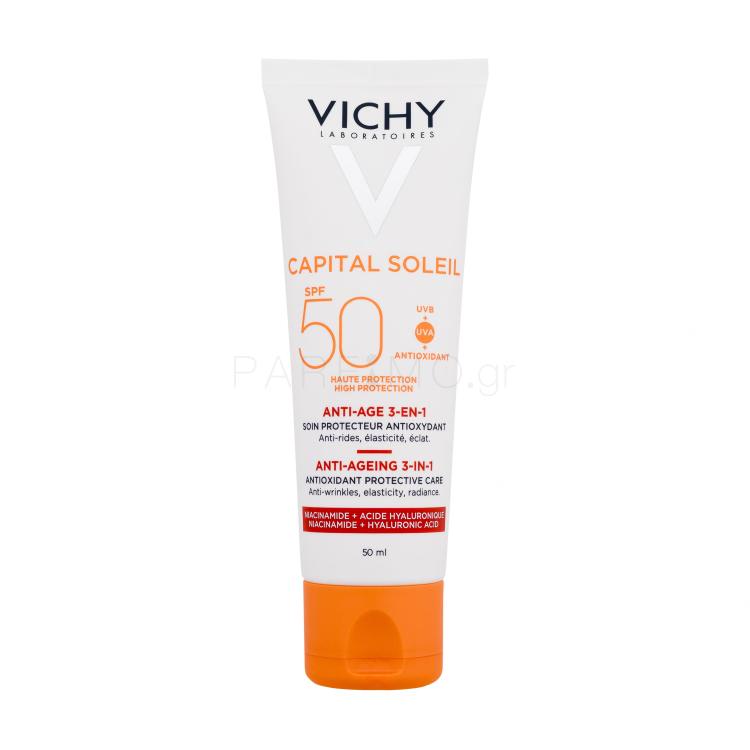 Vichy Capital Soleil Anti-Ageing 3-in-1 SPF50 Αντιηλιακό προϊόν προσώπου για γυναίκες 50 ml